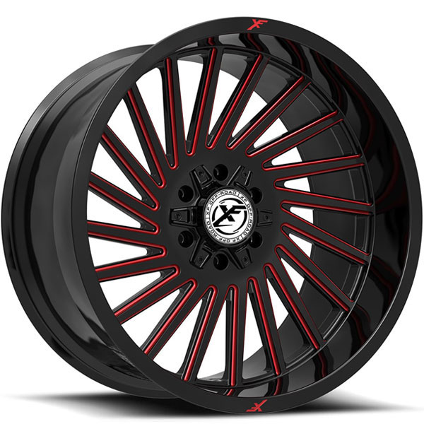 XF Off-Road XF-239 Gloss Black with Red Milled Spokes Center Cap