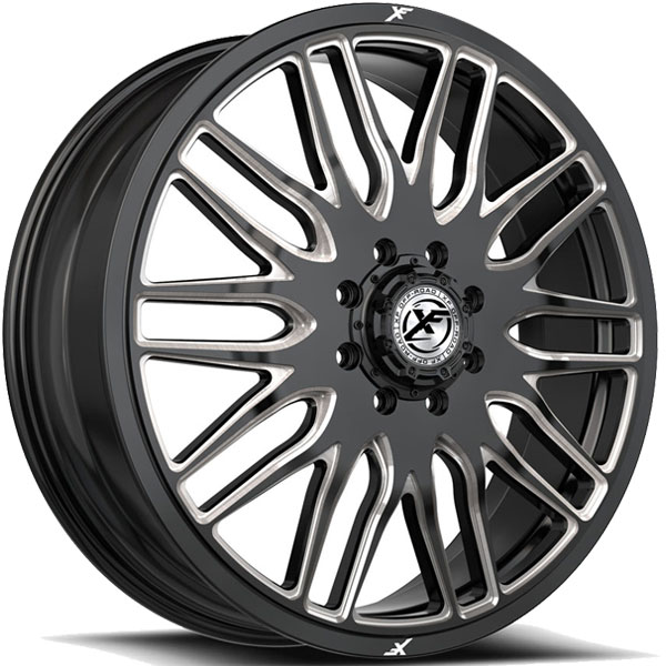 XF Off-Road XF-240 Dually Gloss Black with Milled Spokes Front 8 Lug Center Cap